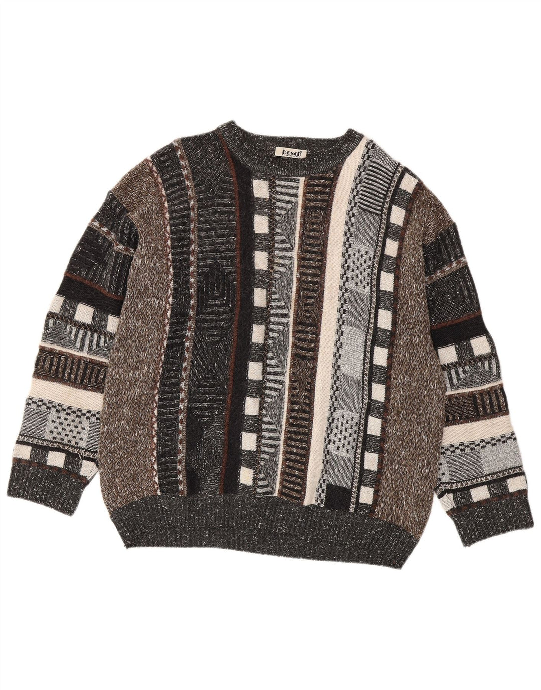 VINTAGE Hombres Crew Neck Jumper Suéter UK 44 XL Rayas multicolores