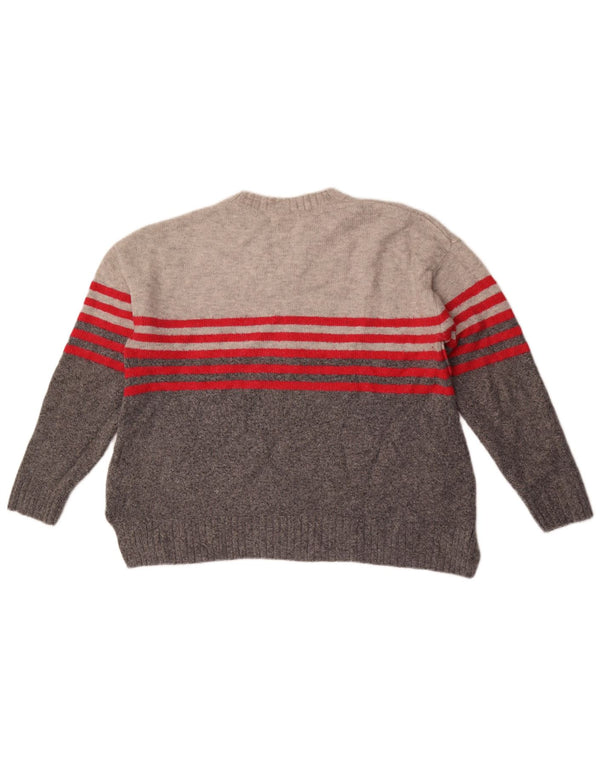 Marks & Spencer Suéter de Cuello Redondo para Mujer UK 46 Grande Gris Rayas