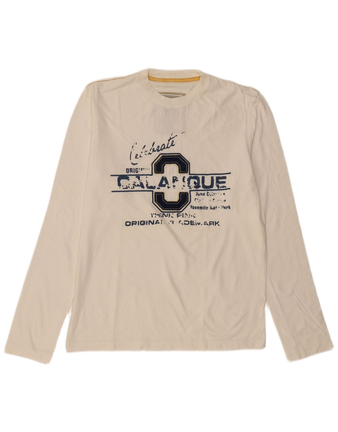 THINK PINK Top gráfico para hombre de manga larga XL de algodón blanco roto