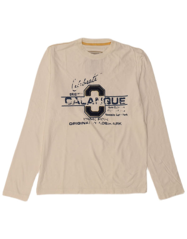 THINK PINK Top gráfico para hombre de manga larga XL de algodón blanco roto