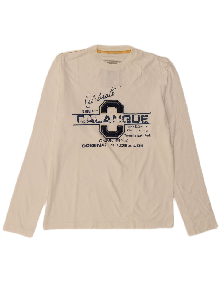 THINK PINK Top gráfico para hombre de manga larga XL de algodón blanco roto