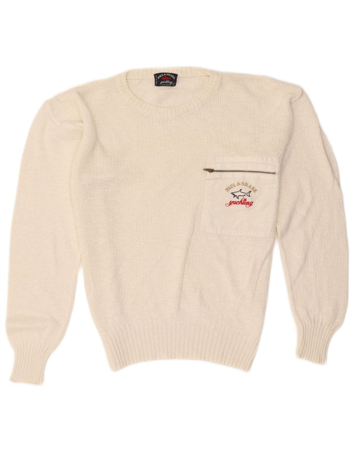 Paul & Shark Jersey con cuello redondo para hombre, talla grande, color blanco roto