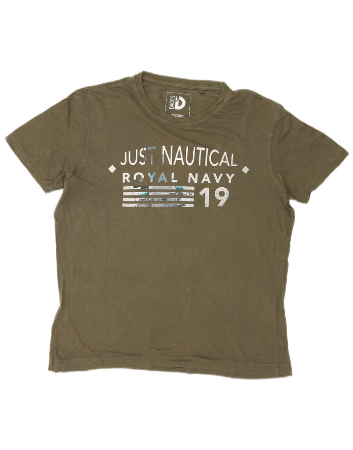 Dack's Camiseta gráfica para hombre Top pequeño de algodón caqui
