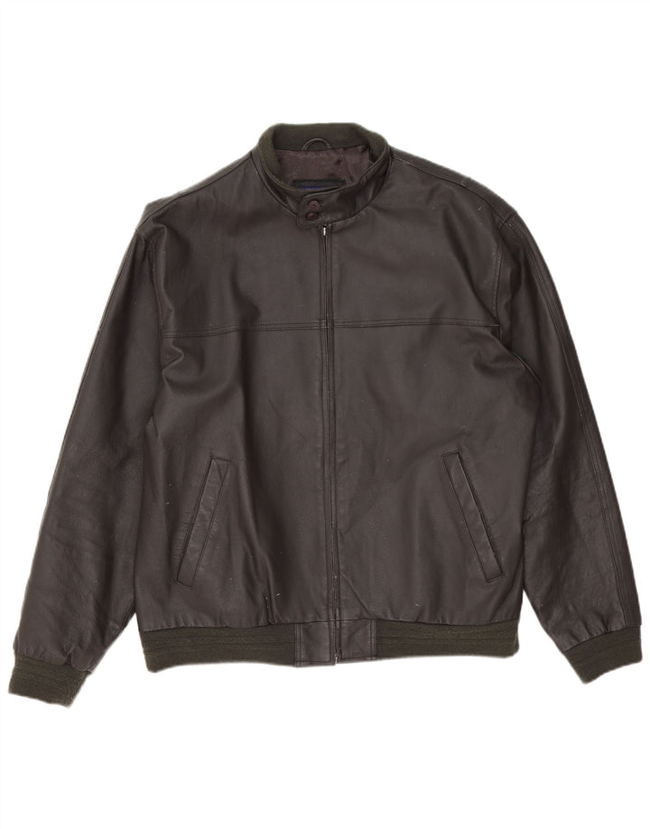 Chaqueta de cuero vintage para hombre Reino Unido 42 XL Marrón