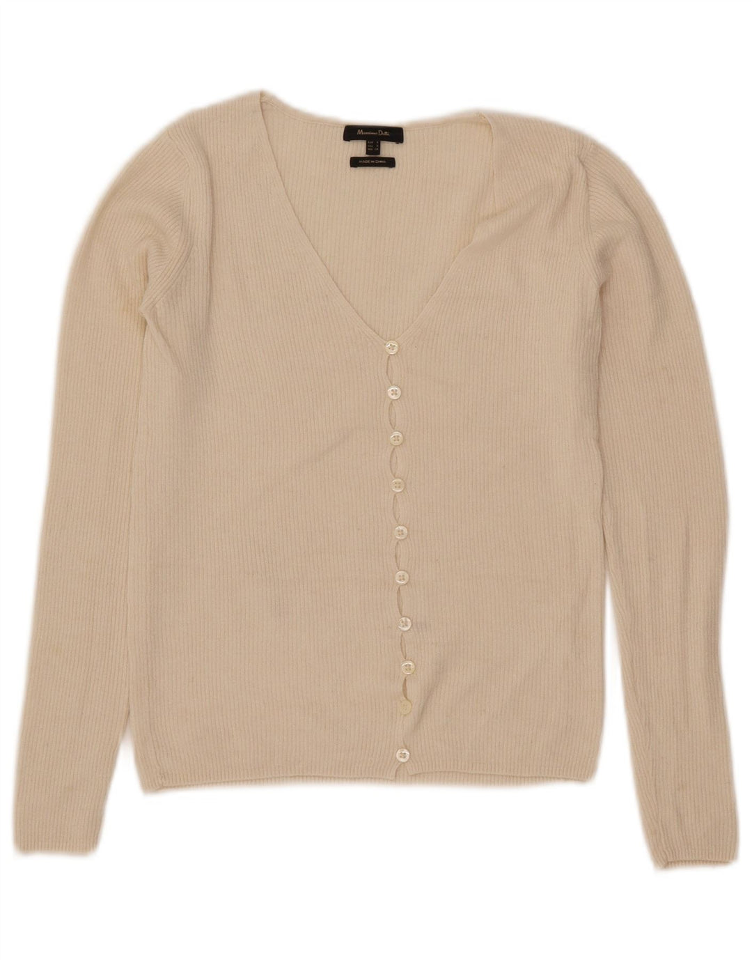 Massimo Dutti Suéter Cárdigan Corto para Mujer UK 8 Small Off White