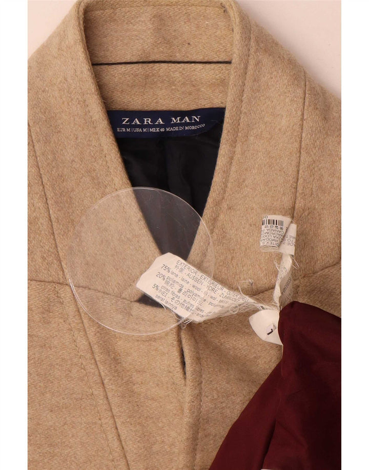 Zara Hombre Abrigo UK 38 Lana Beige Medio