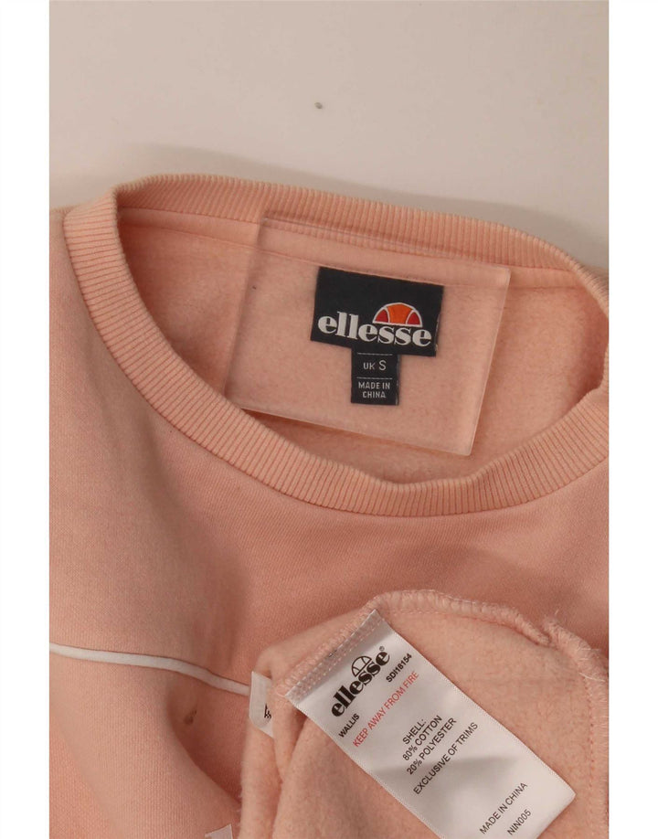 Ellesse Mujer Gráfico Sudadera De Gran Tamaño Jersey UK 10 Small Naranja