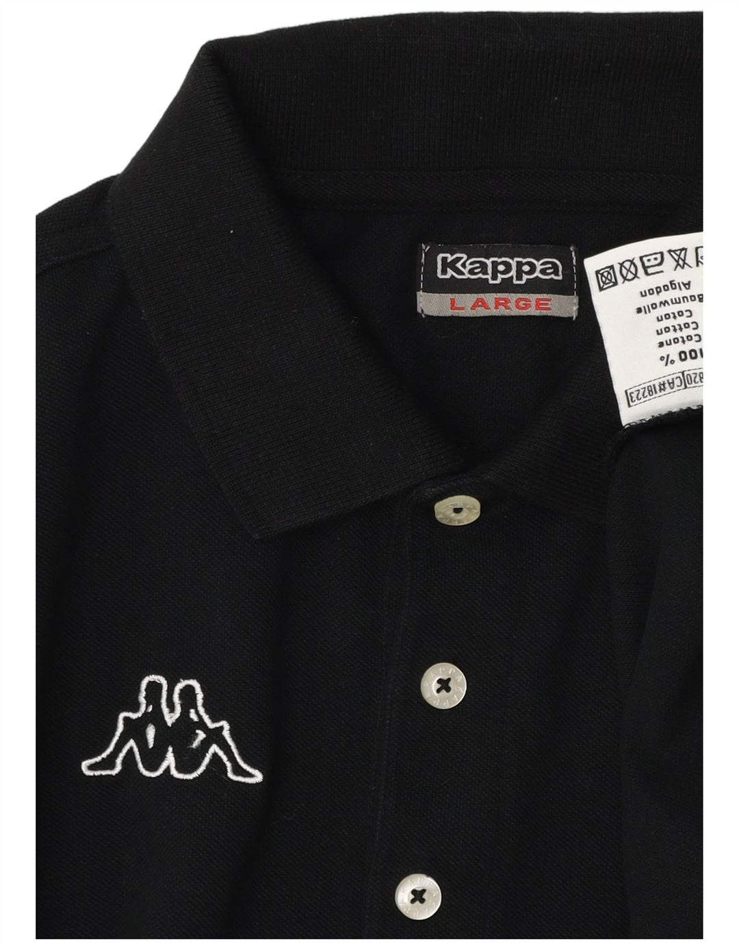 Kappa Polo Gráfico Para Hombre Algodón Negro Grande