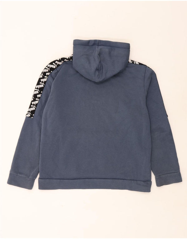 PUMA Jersey con capucha gráfica para hombre de algodón color block en azul marino mediano