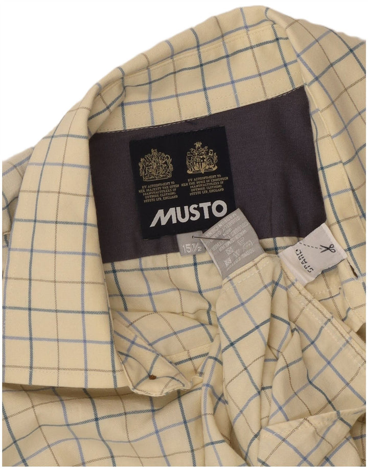 Musto Camisa para hombre talla 15 1/2 algodón a cuadros amarillo mediano