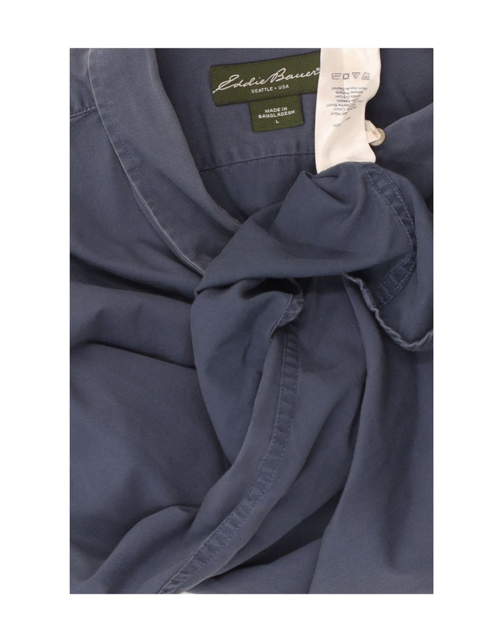 Eddie Bauer Camisa de corte relajado para hombre Algodón azul grande