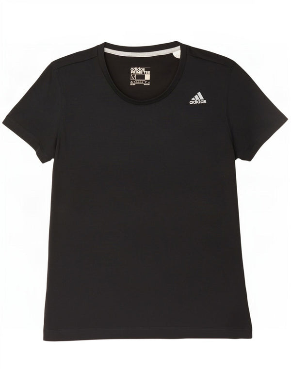 Adidas Womens T-Shirt Top UK 12/14 Medium Black Polyester