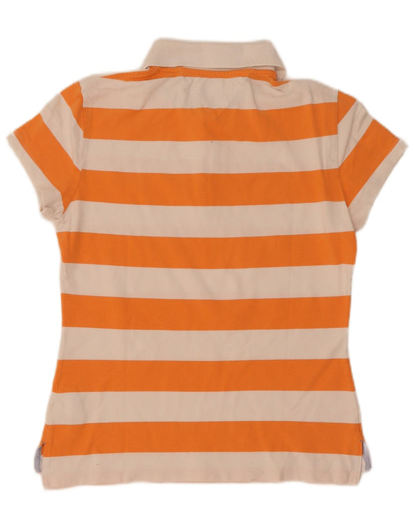Tommy Hilfiger Polo Slim Fit para Mujer UK 40 Grande Algodón a Rayas Naranja