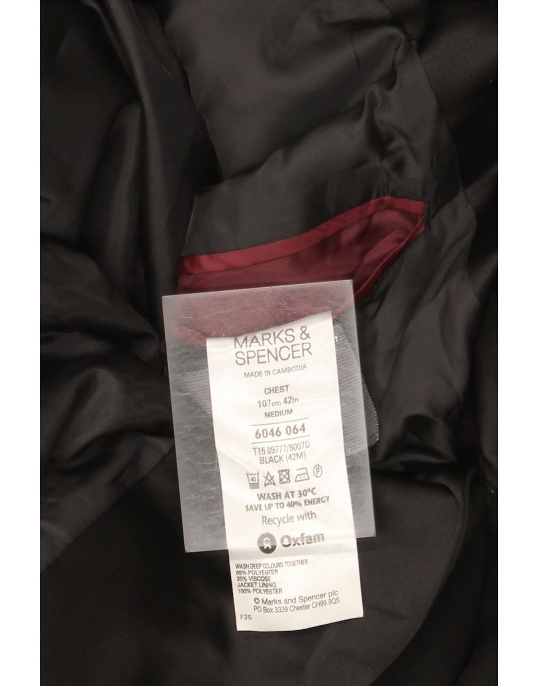 Marks & Spencer Chaqueta tipo blazer de 2 botones para hombre UK 38 Mediano Negro Poliéster