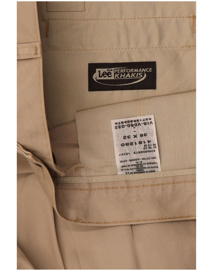 LEE Pantalones chinos con pinzas color caqui para hombre W36 L32 Algodón beige