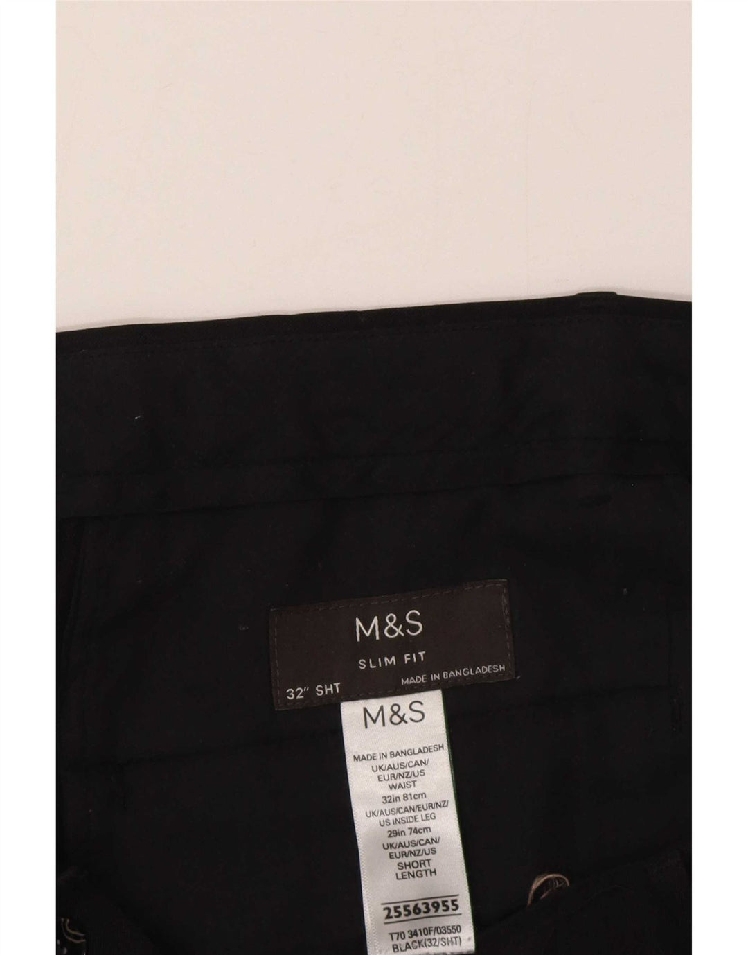 Marks & Spencer Pantalones chinos ajustados para hombre W32 L29 Poliéster negro