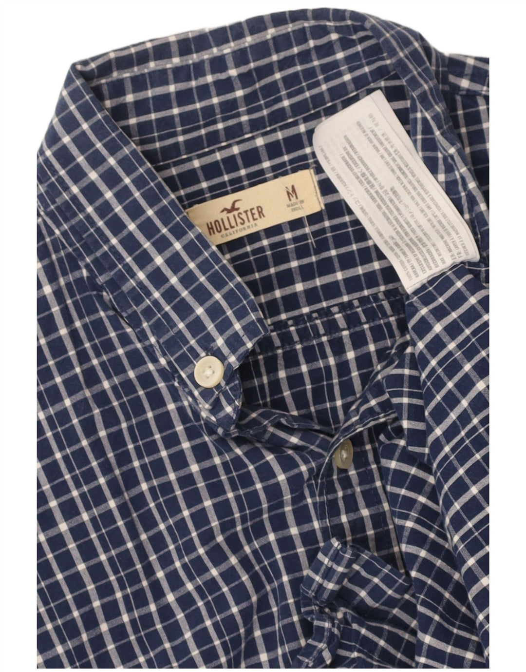 HOLLISTER Mens Shirt Medium Navy Blue Check Cotton
