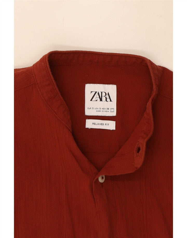 Zara Hombre Camisa Relaxed Fit Pequeña Granate