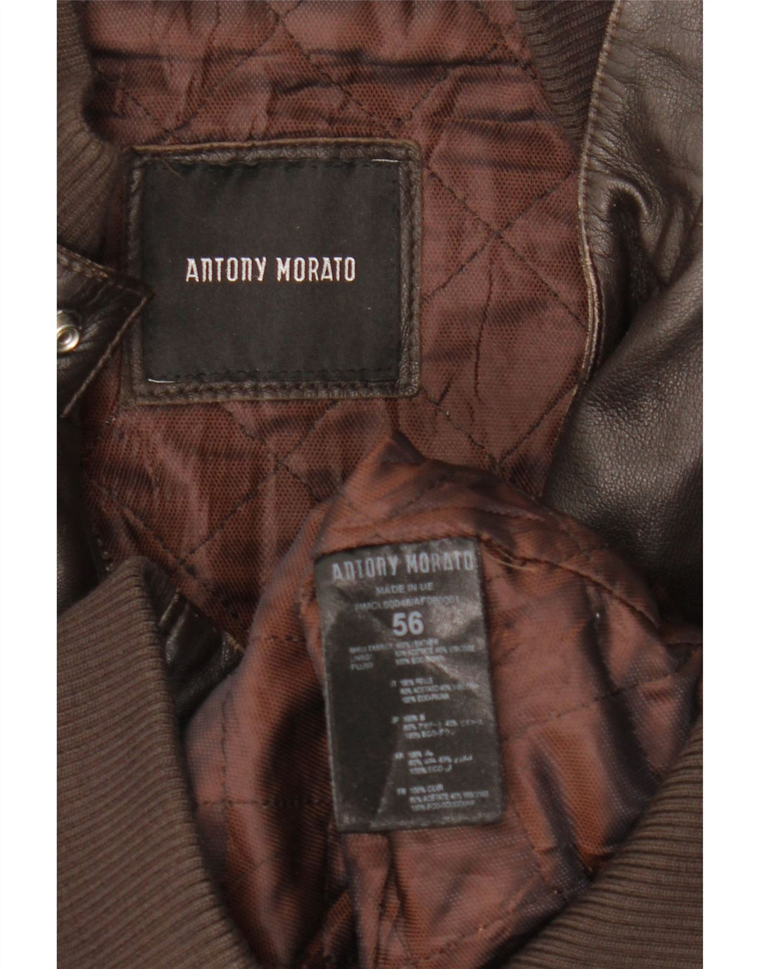 Antony Morato Cazadora de Piel Hombre UK 40 Large Piel Marrón