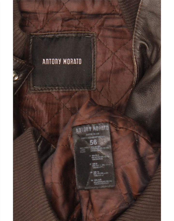 Antony Morato Cazadora de Piel Hombre UK 40 Large Piel Marrón