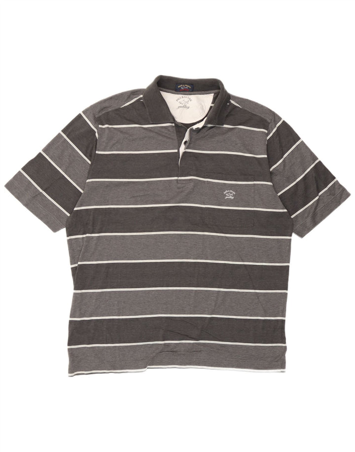 Polo Paul & Shark para hombre, talla grande, gris, a rayas