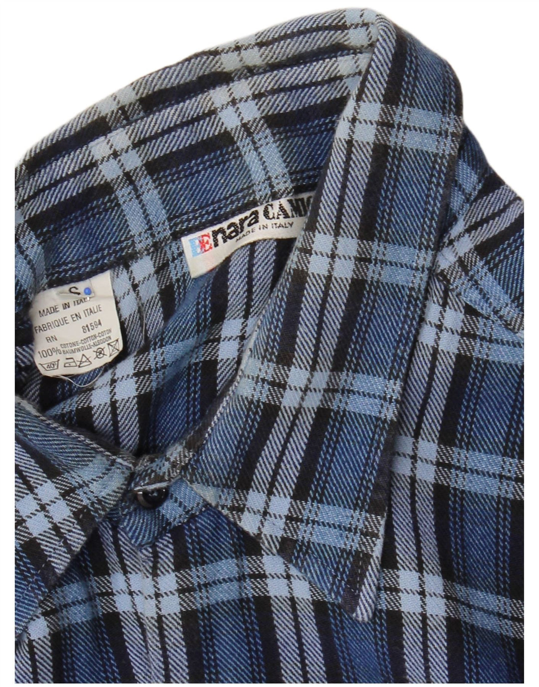 Enara Camice Camisa De Franela Hombre Algodón A Cuadros Azul Pequeño