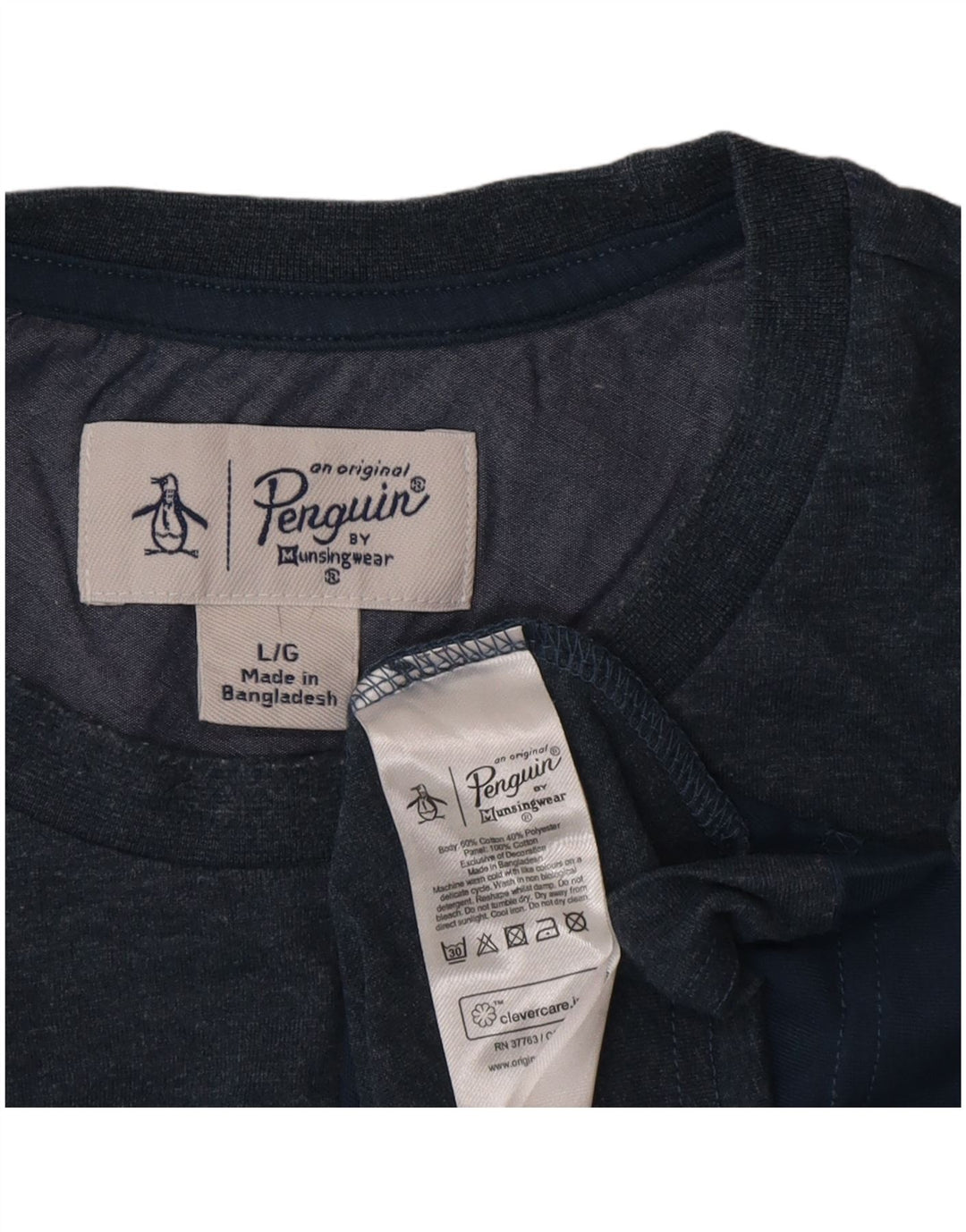 Penguin Hombre Top Manga Larga Algodón Color Block Azul Grande