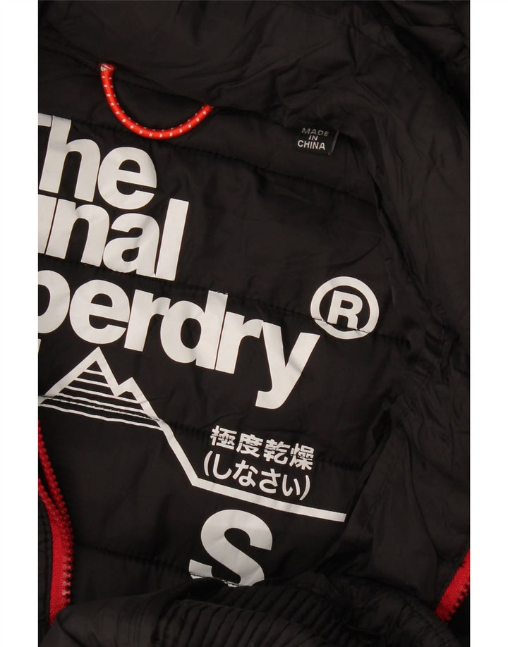 Superdry Mujer Chaqueta Acolchada Con Capucha UK 40 Small Poliéster Negro