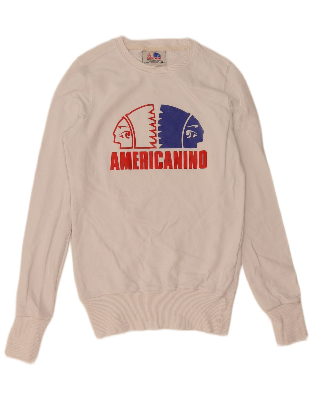 Americanino Hombre Sudadera Estampada Jersey Pequeño Algodón Blanco