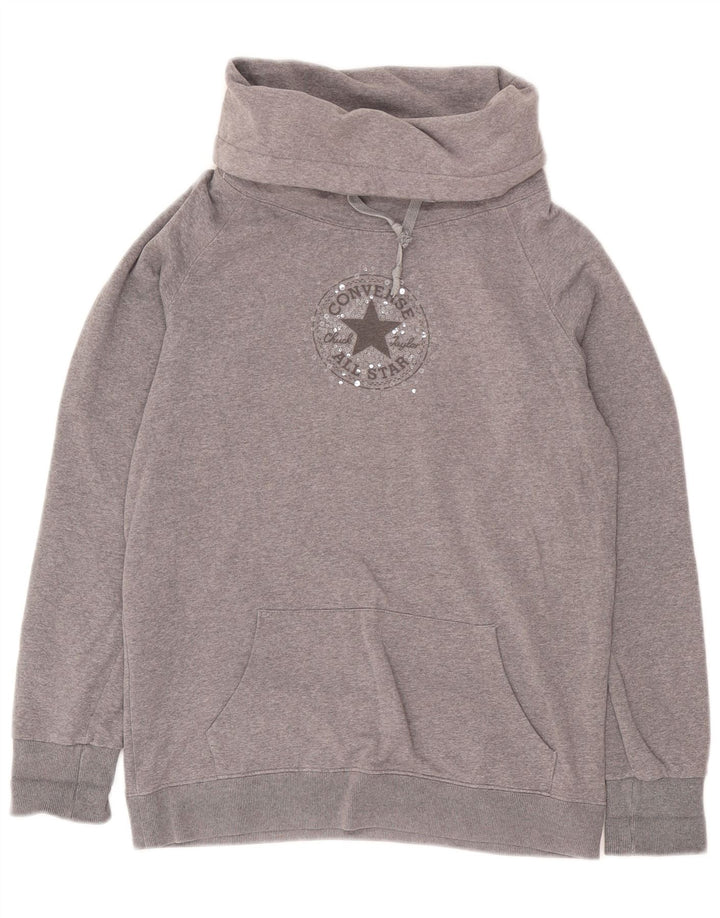 Converse - Sudadera gráfica para mujer, talla 10, algodón moteado gris pequeño