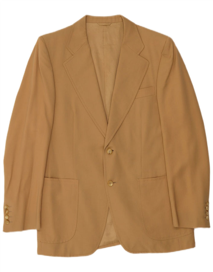 Vintage hombres 2 botones pieza traje Reino Unido 38 Medio W36 L29 Beige