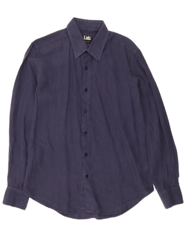 Pal Zileri Camisa Slim Fit Hombre Talla 43 17 XL Lino Azul Marino