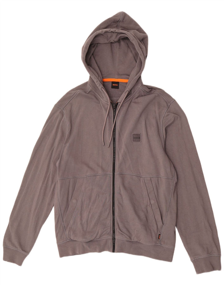 Hugo Boss - Sudadera con capucha y cremallera para hombre, tamaño grande, algodón gris