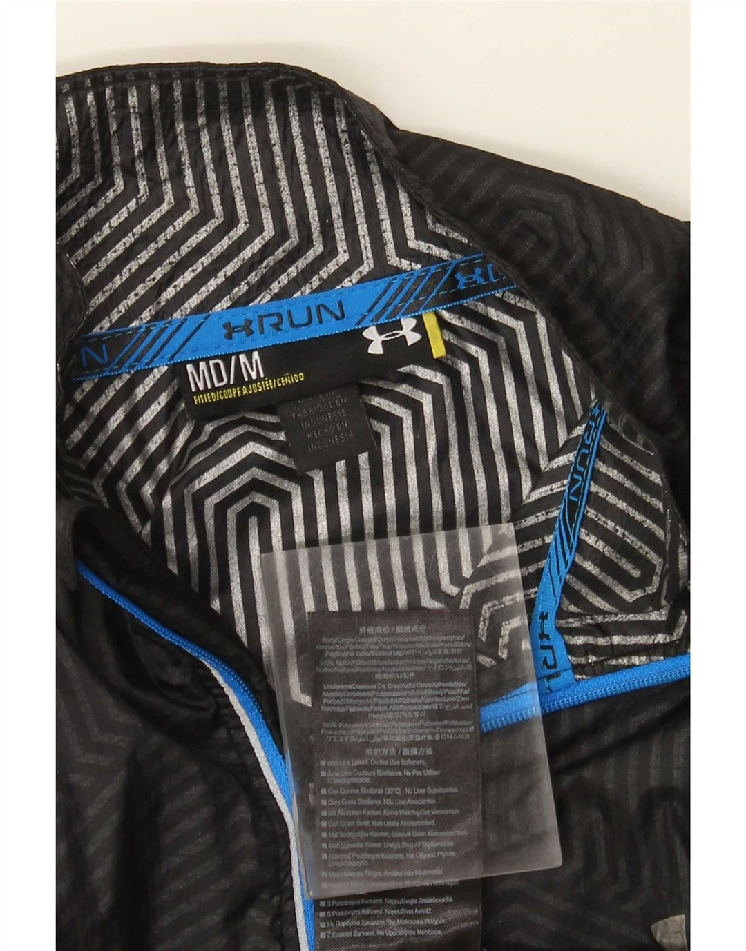 Under Armour Chaqueta impermeable para hombre UK 38 Medium Negro Colorblock Nylon