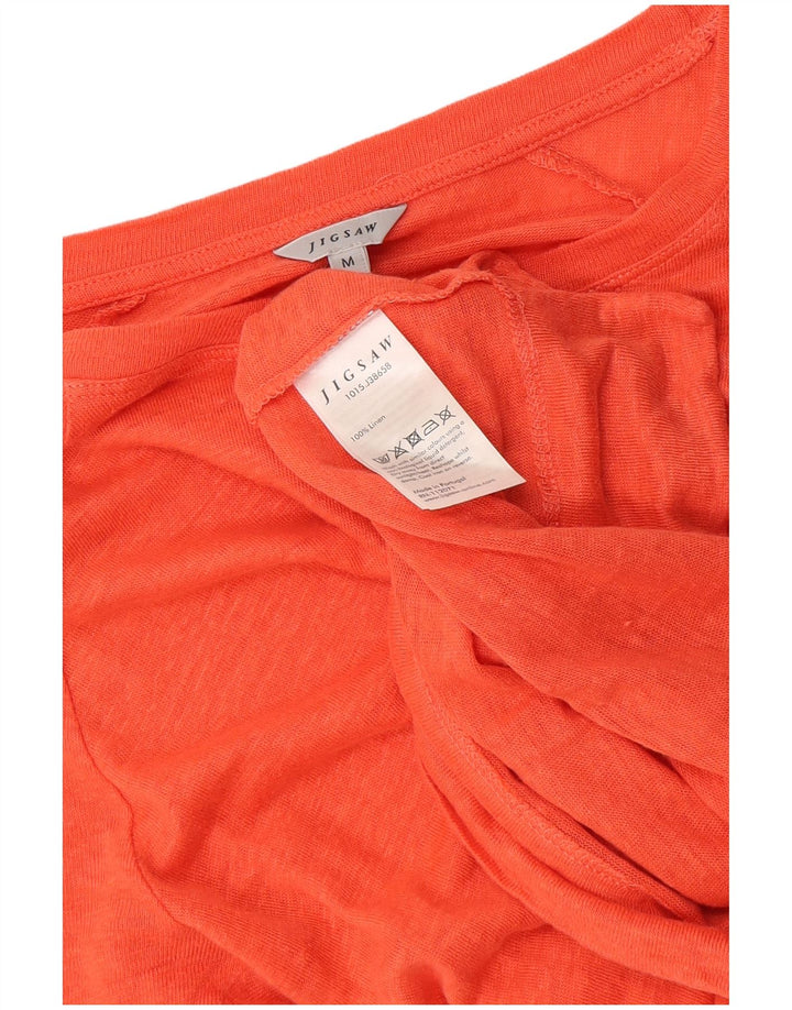 Jigsaw Mujer Top Manga 3/4 UK 40 Mediano Naranja Lino