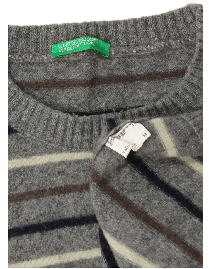 Benetton Jersey De Cuello Redondo Gris Medio A Rayas