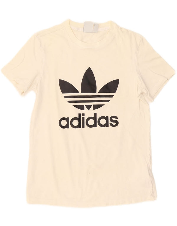 Adidas Camiseta gráfica para mujer Top UK 8 Small Off White Cotton