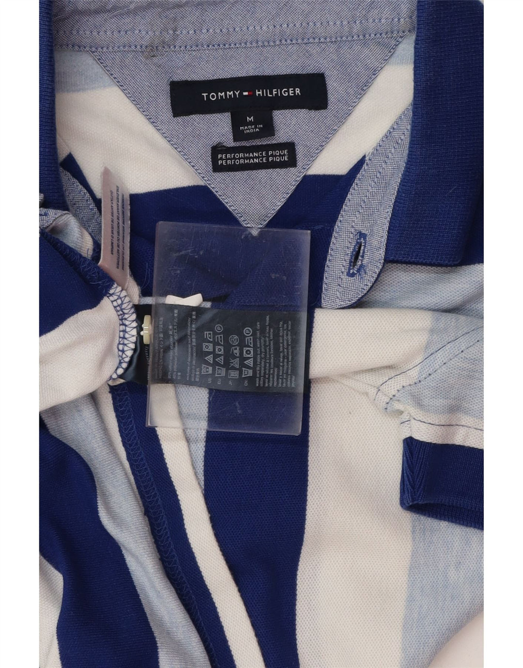 TOMMY HILFIGER Polo de hombre de algodón a rayas azul medio