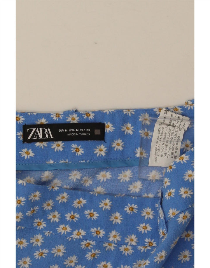 Zara Mujer Minifalda Mediana W28 Viscosa Floral Azul