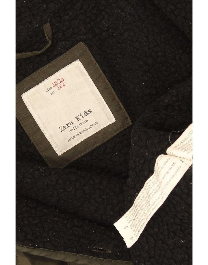 Zara Chaqueta Acolchada Forro Con Capucha Niño 13-14 Años Caqui Poliéster