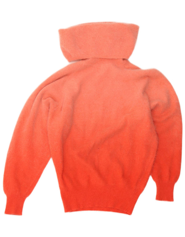Vintage mujer rollo cuello jersey suéter Reino Unido 6 XS naranja colorblock
