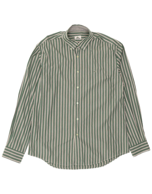 Camisa Lacoste Hombre Talla 42 Grande Rayas Verdes