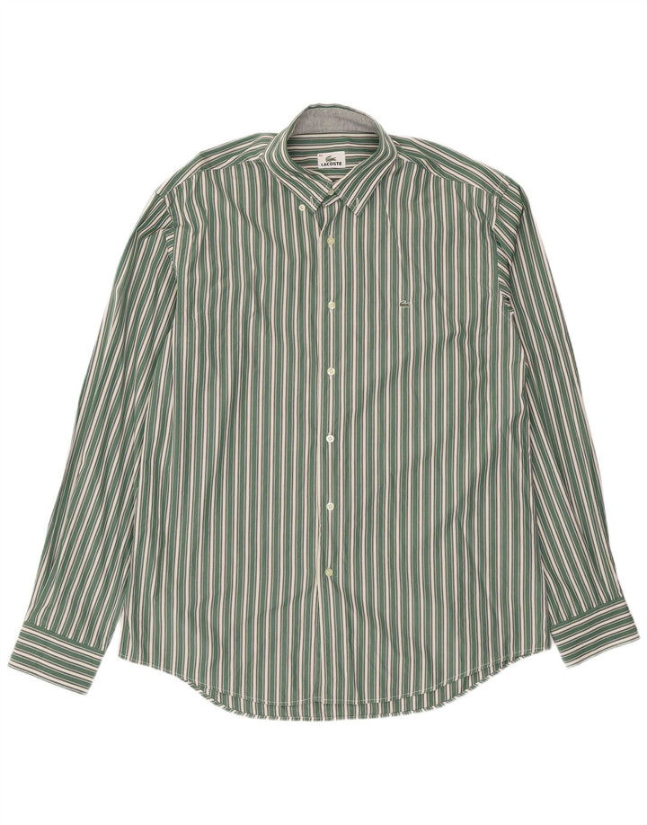 Camisa Lacoste Hombre Talla 42 Grande Rayas Verdes