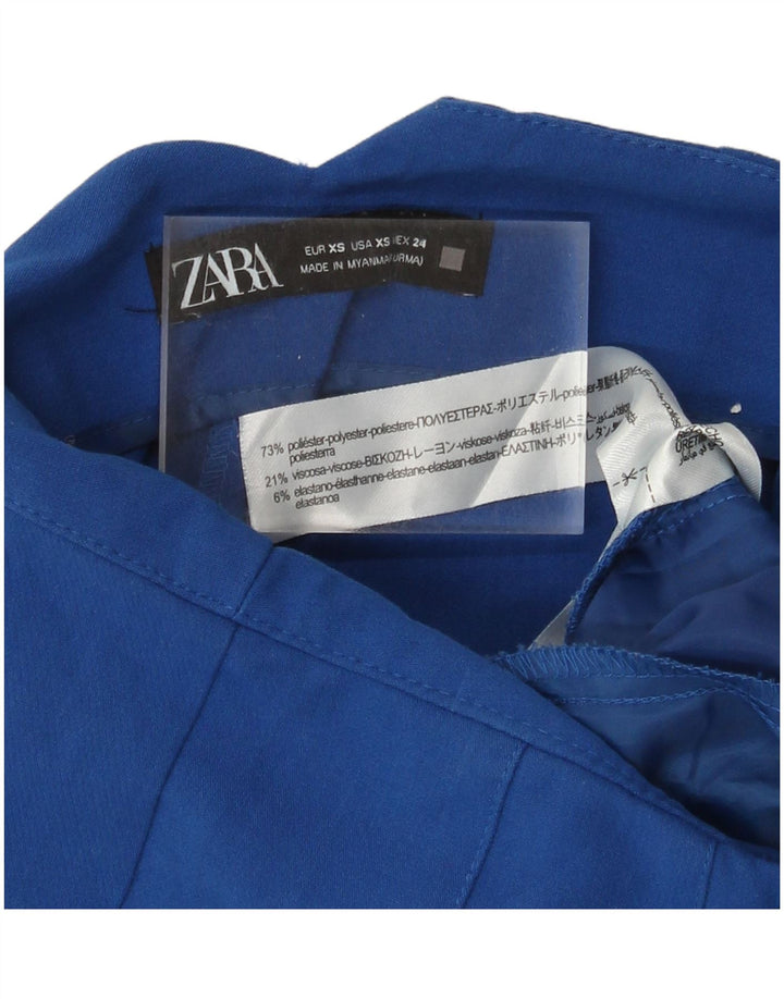 Zara Mujer Pantalón Chino Tapered XS W24 L26 Poliéster Azul