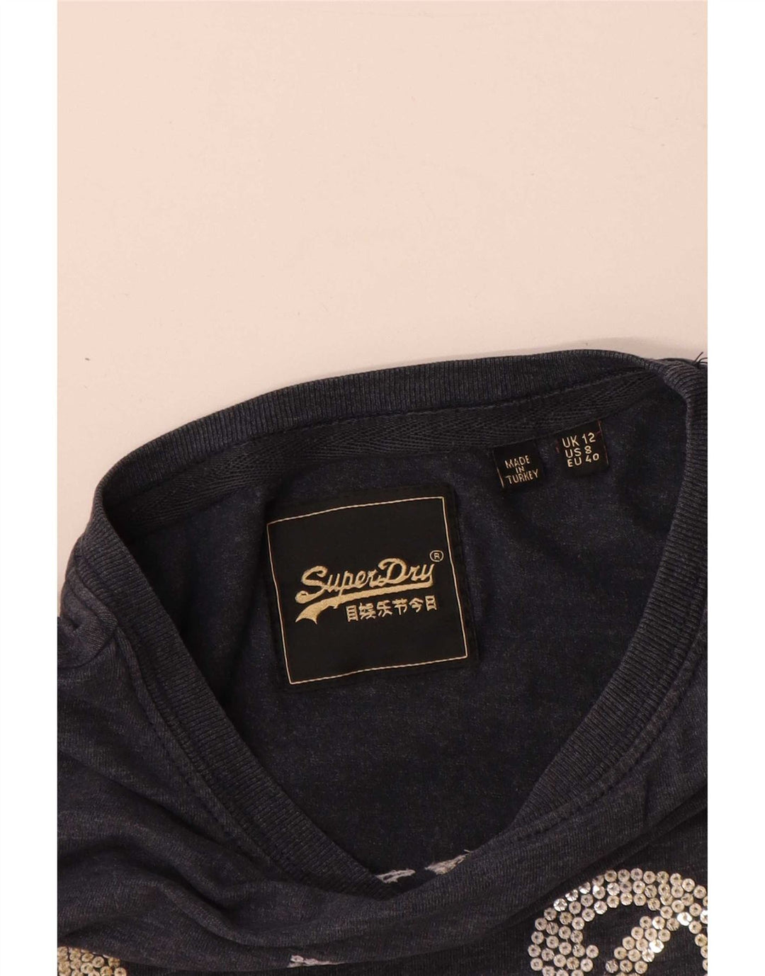 Superdry Camiseta Gráfica para Mujer Top UK 40 Gris Medio