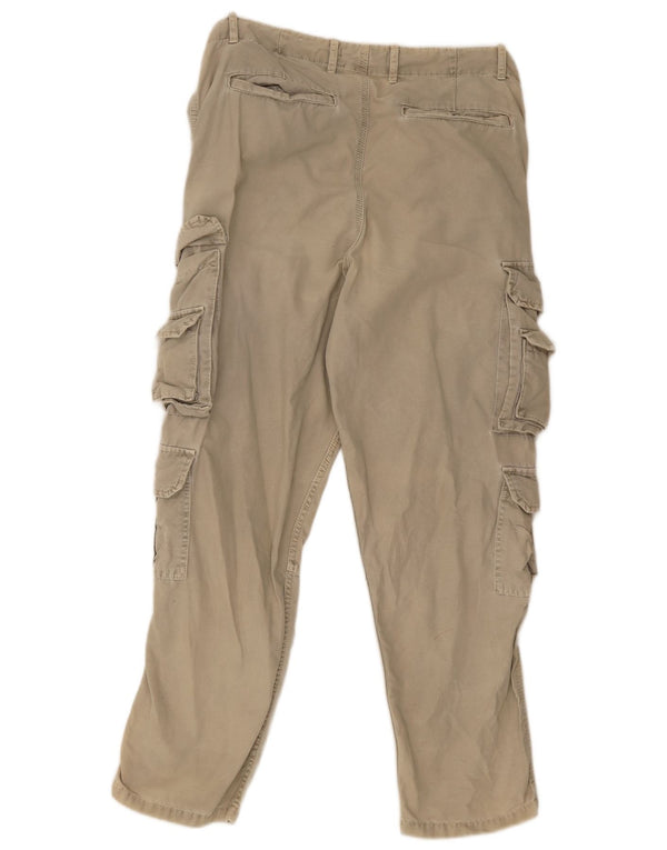 Zara Pantalón cargo recto para hombre EU 42 Large W32 L30 Algodón caqui