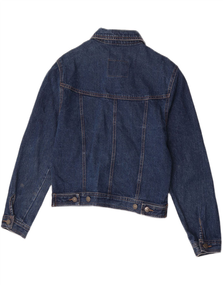 Vintage mujer crop denim chaqueta Reino Unido 14 algodón azul medio