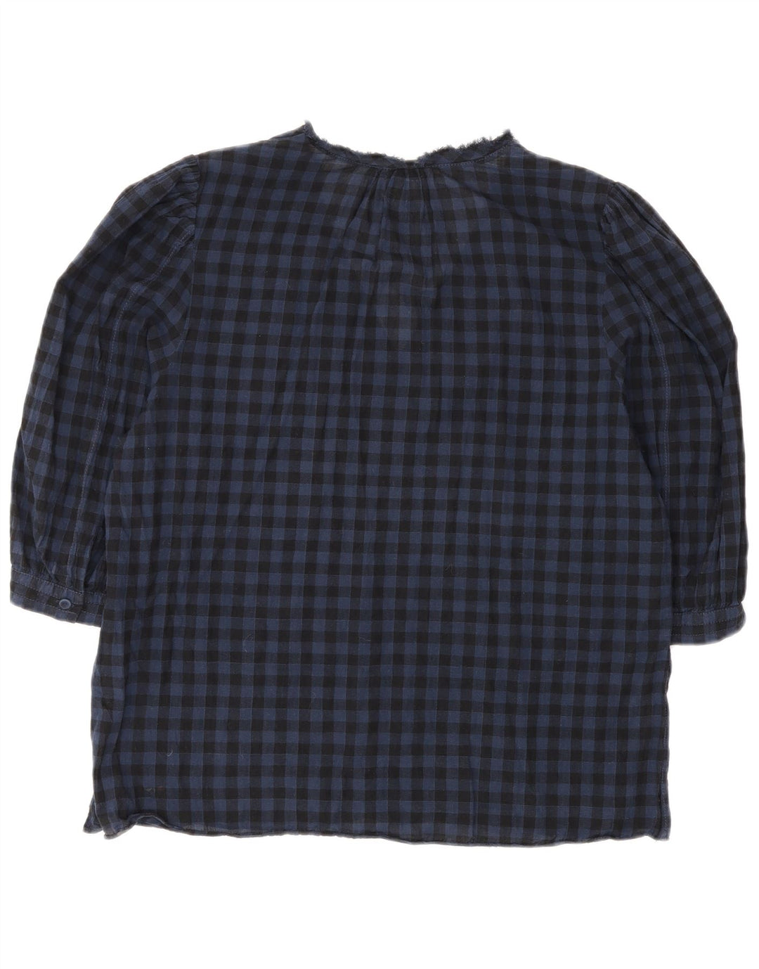 Jigsaw Blusa de manga 3/4 para mujer UK 40 Algodón a cuadros azul medio