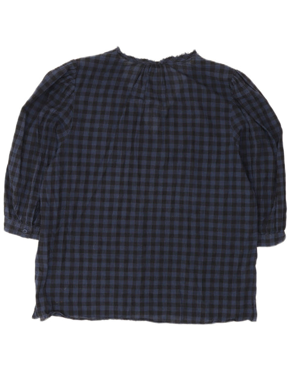 Jigsaw Blusa de manga 3/4 para mujer UK 40 Algodón a cuadros azul medio