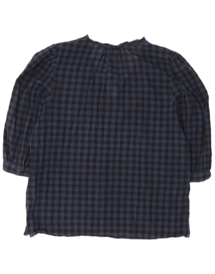 Jigsaw Blusa de manga 3/4 para mujer UK 40 Algodón a cuadros azul medio